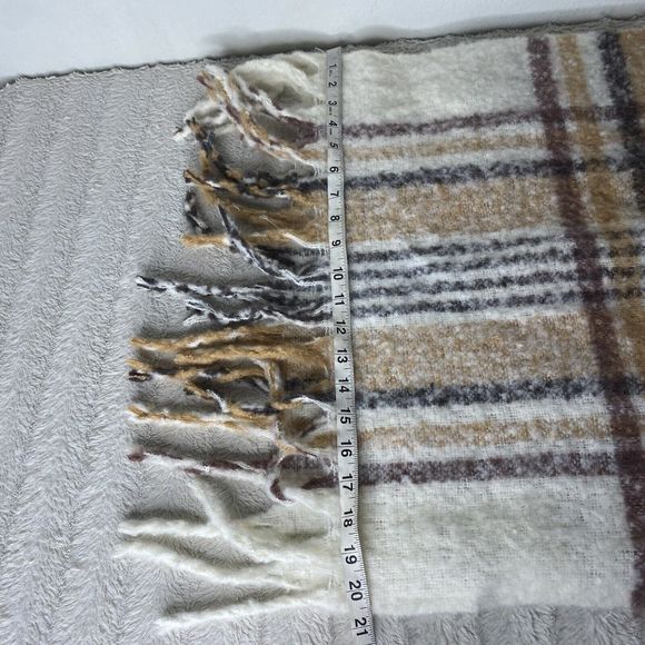 Quagga Tan Brown Plaid Soft Blanket Scarf - Picture 8 of 11